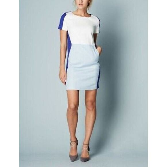Boden Blue White Color Block Textured Pippa Tunic Mini Dress Size 10 Style WH988 - Picture 1 of 11